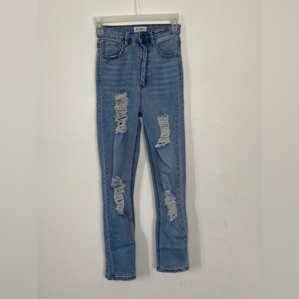 SHOWPO - Distressed Blue Skinny Jeans - Size 6
